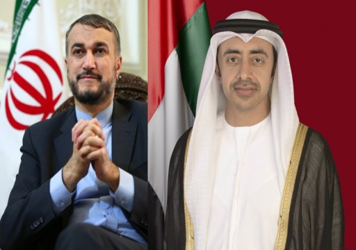 عبدالله بن زايد يبحث مع نظيره الإيراني سبل "مواجهة التحديات المشتركة"